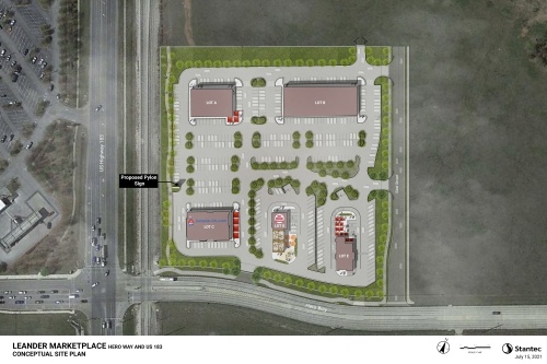 Leander Marketplace PUD would be located at the northeast corner of Hero Way and US 183. (Screenshot courtesy city of Leander)