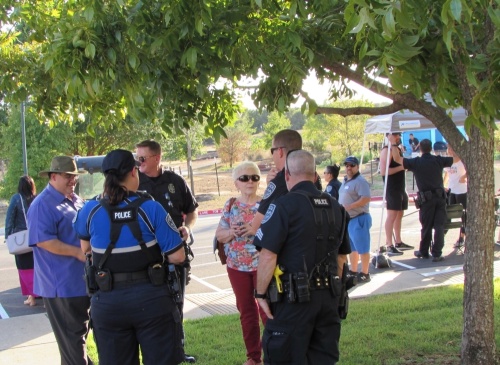 Residents of Sunset Valley gather to celebrate National Night Out in 2019. (Community Impact Staff)
