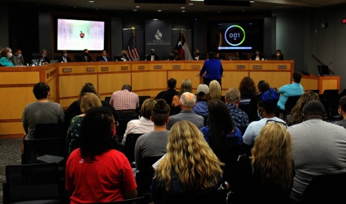 The Plano ISD board of trustees heard from 13 speakers during public comment Aug. 3 before voting on the revised health and safety protocols for the new school year. (William C. Wadsack/Community Impact Newspaper)