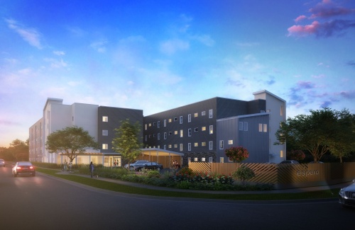 Espero Rutland is under development by Caritas of Austin near the intersection of Metric Boulevard and Rutland Drive. The apartment complex will provide housing for those experiencing homelessness. (Rendering courtesy The Vecino Group).