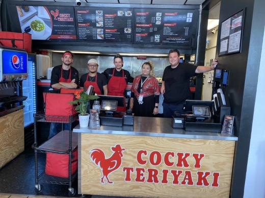 Founder Alex Brockway, right, has served authentic Seattle chicken teriyaki since June 2020. (Trent Thompson/Community Impact Newspaper)