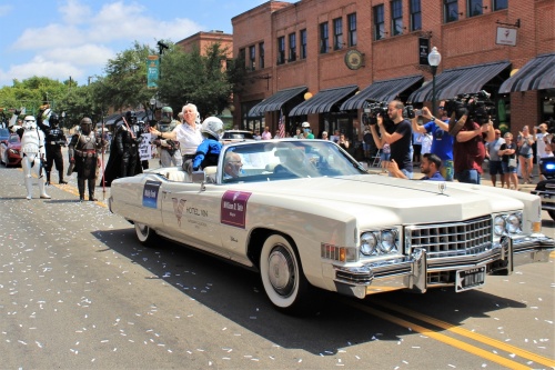 Wally Funk, the oldest woman to go to space, was celebrated as a hometown and American hero in Grapevine on Aug. 7. (Sandra Sadek/Community Impact Newspaper)