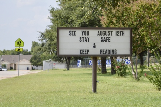 School begins Aug. 12 at Leander ISD. Pictured is a sign at Bagdad Elementary School in Leander. (Taylor Girtman/Community Impact Newspaper)