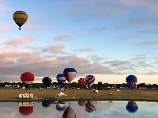 Morning ascension of hot air balloons at the 2018 Kyle Pie in the Sky Hot Air Balloon Festival. (Courtesy City of Kyle)