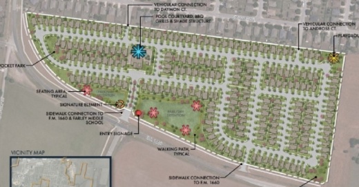 The neighborhood will consist of two-, three- and four-bedroom homes. (Image courtesy Aspen Heights Partners)