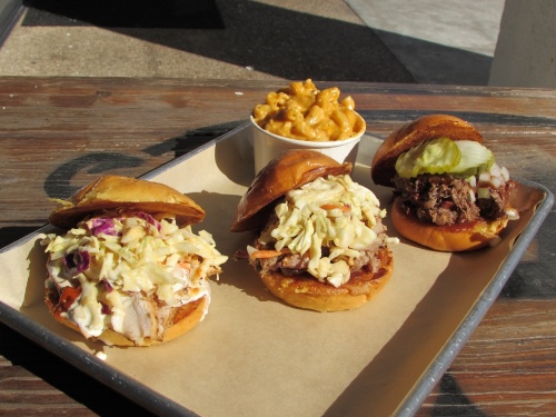 The menu at Slab BBQ & Beer features barbecue sandwiches. (Community Impact Newspaper staff)