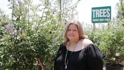 Business manager Clair Skinner has been with Fannin Tree Farm for six years. (Lindsey Juarez Moncivais/Community Impact Newspaper)