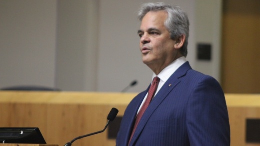 Austin Mayor Steve Adler delivered his annual State of the City address Aug. 30 at City Hall. (Ben Thompson/Community Impact Newspaper)