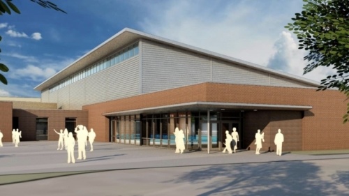 The new swimming facility's pool is expected to be a duplicate of the pool at the Bruce Eubanks Natatorium on First Street. It will open in October. (Rendering courtesy Parkhill, Smith & Cooper, Inc., Frisco ISD)