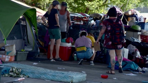 Nearly two dozen people were moved from a public encampment in Northwest Austin to temporary shelter through the city's HEAL program Aug. 31. (Screenshot via city of Austin)