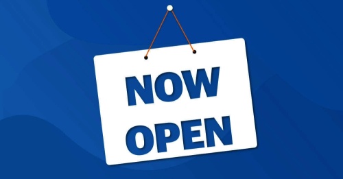 Now Open sign graphic