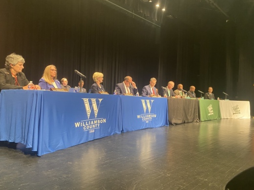 A joint meeting of Taylor City Council and Williamson County Commissioners Court was held Sept. 8 in Taylor. (Brian Rash/Community Impact Newspaper)