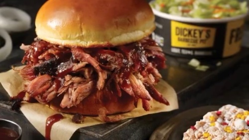 The 80th Anniversary Meal at Dickey's Barbecue Pit is a pulled pork sandwich, choice of a side and a birthday cake marshmallow treat. (Courtesy Dickey's Barbecue Pit)