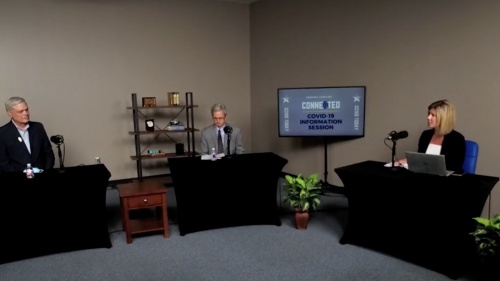 Superintendent Eric Williams and Galveston County Local Health Authority Philip Keiser answered questions from CCISD’s chief communications officer about area coronavirus trends, how district staff and families can slow the spread of the virus and what CCISD is doing to move toward pre-pandemic educational practices. (Screenshot of Sept. 9 livestream)