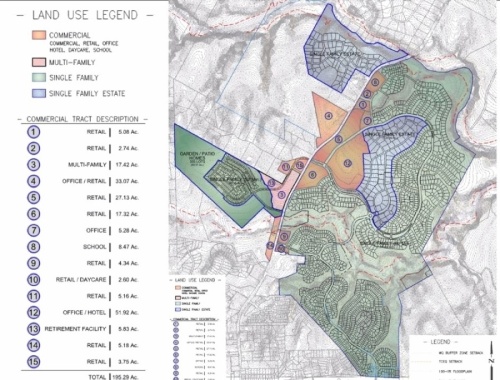 The Double L Ranch concept plan shows residential and commercials uses north of downtown Dripping Springs. (Concept plan courtesy city of Dripping Springs)