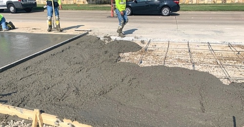 concrete pouring for roadwork
