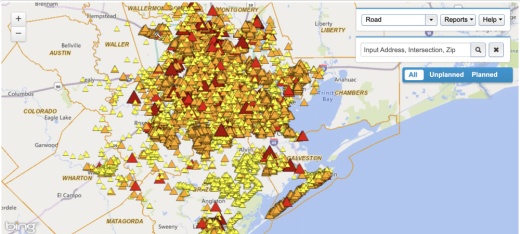 Hundreds of thousands are without power after Tropical Storm Nicholas made landfall. (Courtesy CenterPoint Energy)