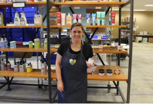 Cathi K. loves the Soap Hope birthday cake candle ($13). (William C. Wadsack/Community Impact Newspaper)