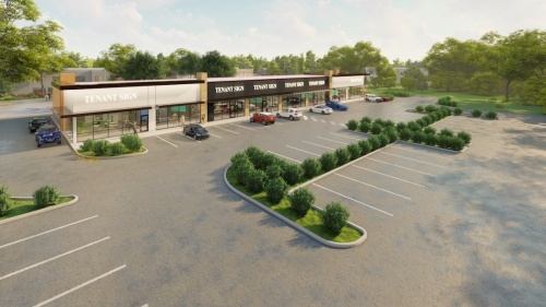 A retail center with space for about six to eight tenants will break ground in January northwest of FM 1097 and Kennedy Street in Willis. (Rendering courtesy Black Flag Properties)