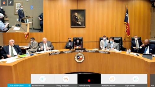 On Sept. 28, Harris County Administrator David Berry presents information to the Harris County Commissioners' Court after a public hearing on the fiscal year 2021-22 tax rate. (Screenshot via Zoom)