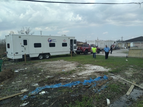 The nonprofit provides showers, bunks and trailers to government and other nonprofits providing disaster relief. (Courtesy Missions on Wheels)