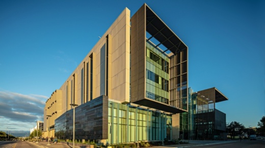One of the university’s largest investments in tech infrastructure was a 200,000-square-foot, $110 million engineering and computer science building that opened in 2018. (Courtesy The University of Texas at Dallas)
