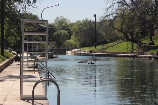 Barton Springs Pool was empty during March's stay-at-home order. (Community Impact Newspaper staff)