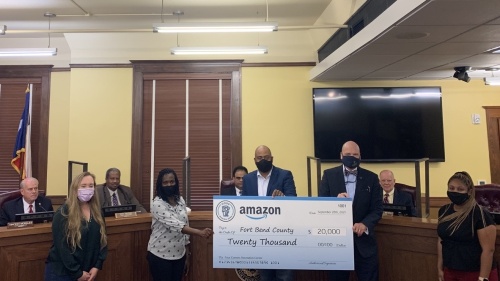 Fort Bend County Commissioners Court unanimously accepted a $20,000 donation from Amazon during a Sept. 28 meeting. (Rynd Morgan/Community Impact Newspaper)