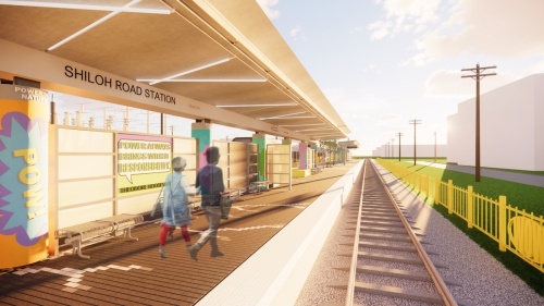 The Shiloh Road Station was inspired by the power of nature, education, technology, faith, people and electricity. (Rendering courtesy DART)