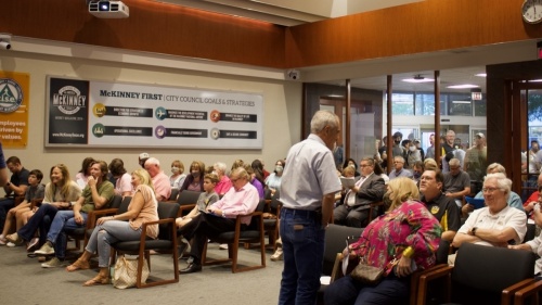 It was standing room only at the McKinney City Council meeting Oct. 4. (Miranda Jaimes/Community Impact Newspaper)
