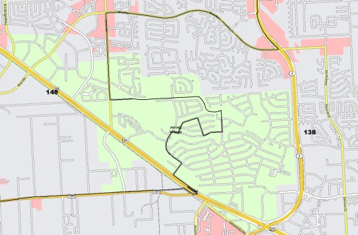 The proposed map splits Jersey Village between House districts 138 and 148. (Screenshot courtesy Texas House)