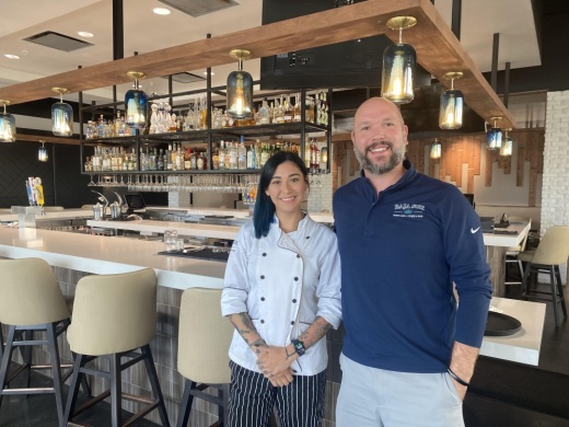 Chef Coco, left, and John Amato, right, are part of the team running Baja Sur. (Ally Bolender/Community Impact Newspaper)