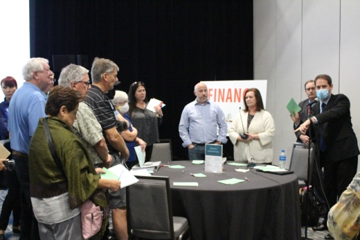 At a Sept. 23 forum, The Woodlands Township officials answered questions from residents on topics like finance and governance. (Andrew Christman/Community Impact Newspaper)