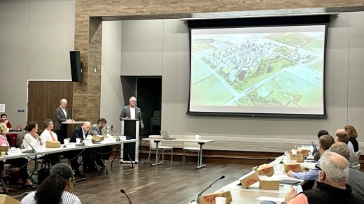 Frisco’s City Council, the Planning and Zoning Commission and the Economic Development Corp. attended the work session, where six partnering architectural firms pitched plans for the massive development plan currently owned by the Wilks family. (Matt Payne/Community Impact Newspaper)
