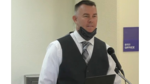 Doug Wozniak, director of school safety and health services for SMCISD, presented COVID-19 updates Oct. 18. (Screen shot courtesy San Marcos CISD)