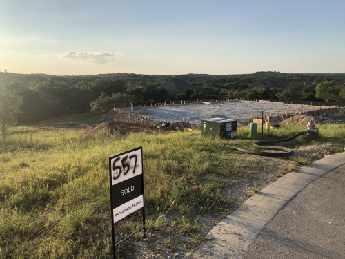 A sold lot in the Cortaro development in Dripping Springs is under construction. (Maggie Quinlan/Community Impact Newspaper)