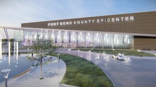 The EpiCenter, a multipurpose facility, will seat 10,400 people and will be used for rodeo events, sports tournaments and graduations. (Rendering courtesy Fort Bend County)