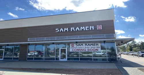 Sam Ramen is located in the corner storefront at The Market at Harper's Preserve. (Ally Bolender/Community Impact Newspaper)