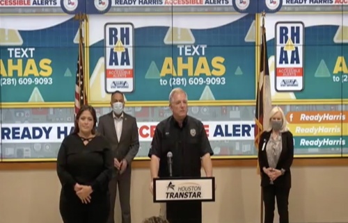 Harris County residents with certain disabilities will now have better access to potentially life-saving information, thanks to a new accessible alert system launched by The Harris County Office of Homeland Security and Emergency Management Oct. 26. (Screenshot via Facebook Live) 