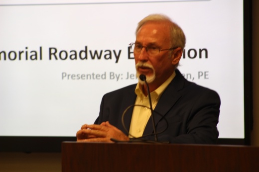 Montgomery County Precinct 4 Commissioner James Metts spoke with residents from Harper's Preserve and Harper's Landing about transportation projects Oct. 27. (Andrew Christman/Community Impact Newspaper)