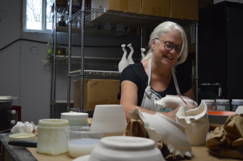 Painter and ceramics artist Deb Otto works out of her Northwest Austin home studio space.