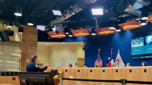 Police Chief Joseph Chacon spoke with Austin's Public Safety Commission Nov. 1 about city crime trends,å Austin Police Department staffing and Proposition A. (Ben Thompson/Community Impact Newspaper)