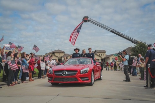 Helping a Hero held a welcome home ceremony for Army Cpl. Sue Downes on Nov. 9 in Towne Lake. (Courtesy Towne Lake)
