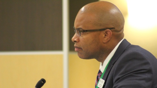 Assistant Superintendent of Student and Staff Services Gordon Butler presented the local policy amendment to the board on Nov. 15. (Sandra Sadek/Community Impact Newspaper)