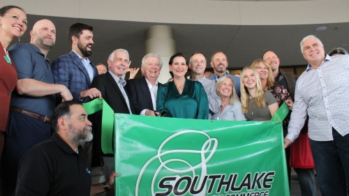 Southlake Chamber of Commerce members, city officials and community stakeholders cut the ribbon marking the grand opening of the Westin. (Sandra Sadek/Community Impact Newspaper)