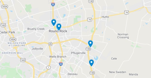 map of commercial projects in round rock and pflugerville such as autism learning partners livano multi-family housing