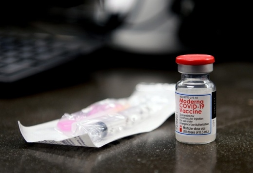 Photo of a Moderna vaccine vial