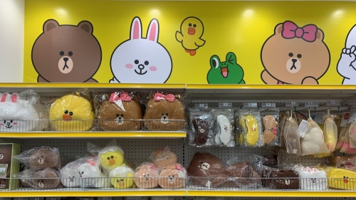 Line Friends products on shelves