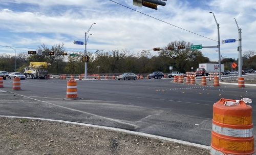 Overnight work at the intersection of Pecan Street and FM 685/Dessau Road will continue Dec. 5-8. (Brian Rash/Community Impact Newspaper)