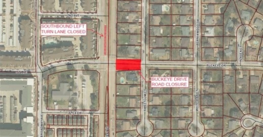 map of Buckeye Drive closure